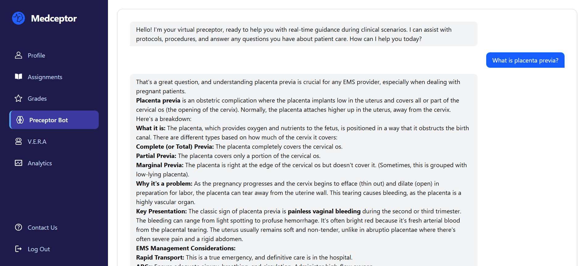 Preceptor Bot Interface